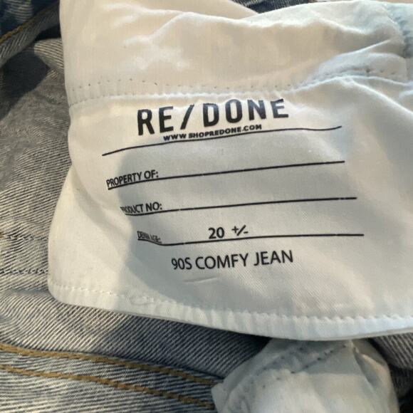 RE/DONE Women’s 90s Comfy Jeans Size 24 Sunfaded Destroy Denim Blue Distressed - Picture 13 of 15